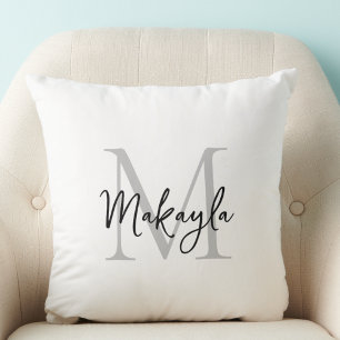 Moderne monogram initiaal scriptnaam kussen