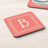 Moderne Monogram Initiaal Sjabloon Eenvoudig Koraa Bier Onderzetter (Linkerzijde)