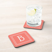 Moderne Monogram Initiaal Sjabloon Eenvoudig Koraa Bier Onderzetter (Rechterzijde)