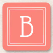 Moderne Monogram Initiaal Sjabloon Eenvoudig Koraa Bier Onderzetter (Voorkant)