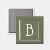 Moderne Monogram Initiaal Sjabloon Rustiek Groen Magneet (Voorkant / Achterkant)