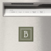 Moderne Monogram Initiaal Sjabloon Rustiek Groen Magneet (Insitu (Vaatwasser))