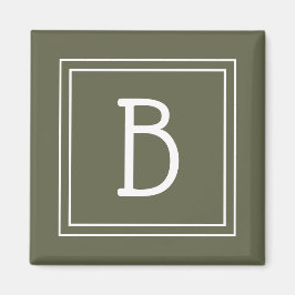 Moderne Monogram Initiaal Sjabloon Rustiek Groen Magneet