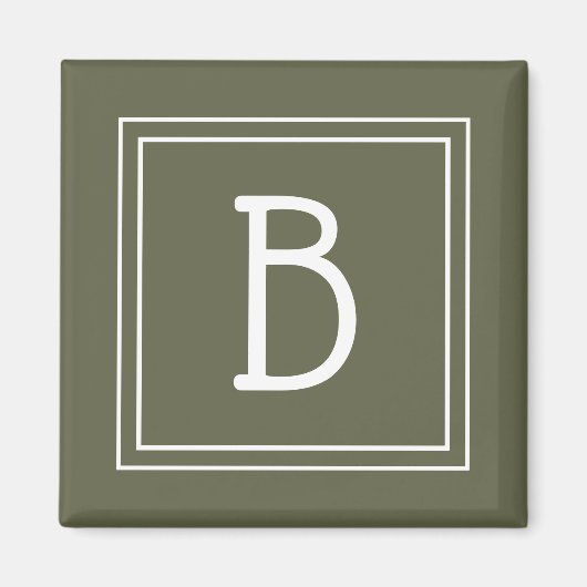 Moderne Monogram Initiaal Sjabloon Rustiek Groen Magneet (Voorkant)