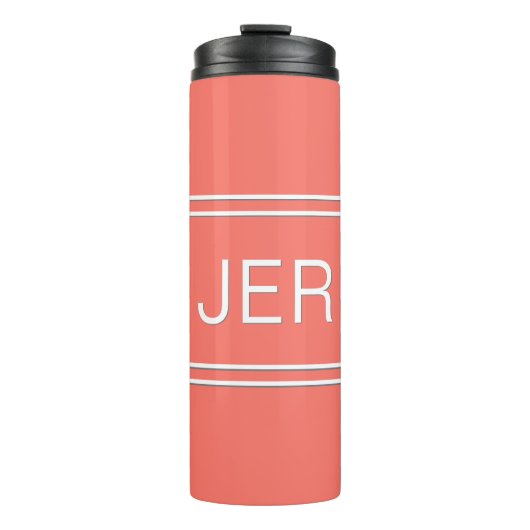 Moderne Monogram Initiaal Sport Golf Koraal Thermosbeker (Voorkant)
