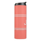 Moderne Monogram Initiaal Sport Golf Koraal Thermosbeker (Gedraaid links)