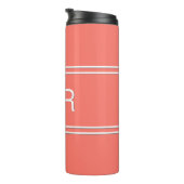 Moderne Monogram Initiaal Sport Golf Koraal Thermosbeker (Geroteerd rechts)