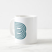 Moderne Monogram Initiaal Stijlvol Teal Groen Koffiemok (Voorkant links)