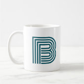 Moderne Monogram Initiaal Stijlvol Teal Groen Koffiemok (Links)