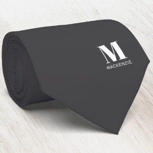 Moderne Monogram Initiaal Wapen Persoonlijke Grijz Stropdas