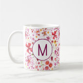 Moderne Monogram Initiaal Wildflower Waterverf Koffiemok (Links)