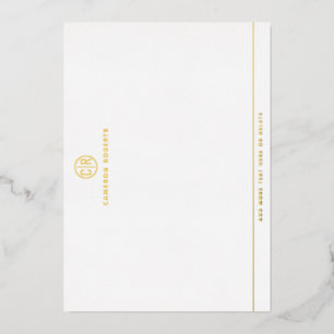 Moderne monogram initiaal zilver goud folie notiti uitnodiging