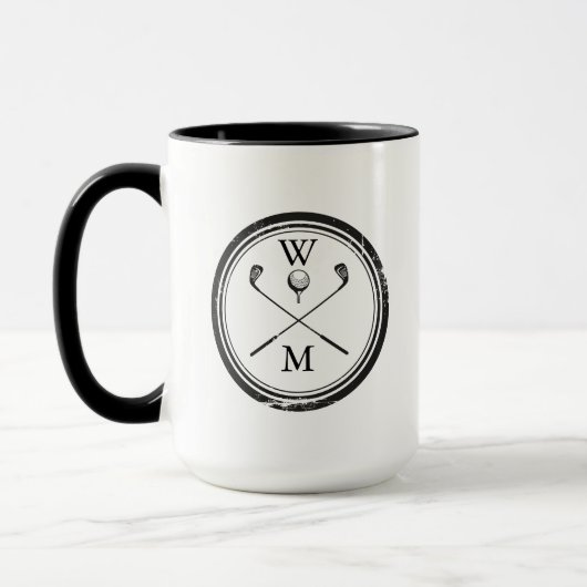Moderne Monogram Initiaal Zwart en Wit Mok (Links)