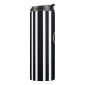 Moderne monogram Initiaal zwart-wit gestreept art Thermosbeker (Gedraaid links)