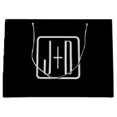 Moderne Monogram-Initiaal | Zwart & Wit Groot Cadeauzakje (Voorkant)