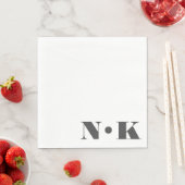 Moderne monogram Initiaal zwart-wit Servet (Insitu)