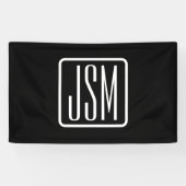 Moderne Monogram-Initiaal | Zwart & Wit Spandoek (Horizontaal)