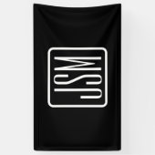 Moderne Monogram-Initiaal | Zwart & Wit Spandoek (Verticaal)