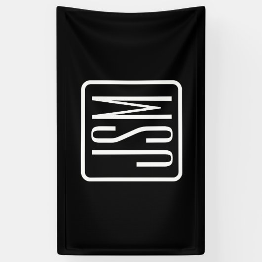 Moderne Monogram-Initiaal | Zwart & Wit Spandoek (Verticaal)