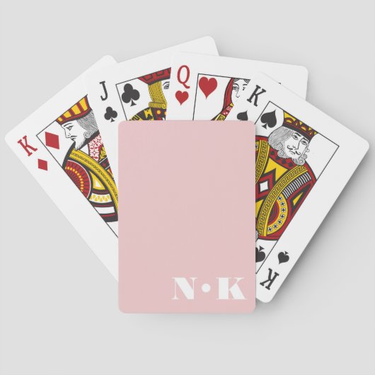 Moderne monogram Initialen Blush Pink Custom Weddi Pokerkaarten (Achterkant)