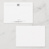 Moderne monogram Initialen Box Simple White Notitiekaartje (Voorkant / Achterkant)