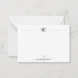 Moderne monogram Initialen Box Simple White Notitiekaartje