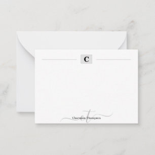 Moderne monogram Initialen Box Simple White Notitiekaartje