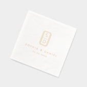 Moderne monogram initialen bruiloft wit folie servetten (Links)