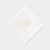 Moderne monogram initialen bruiloft wit folie servetten (Rechts)