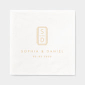 Moderne monogram initialen bruiloft wit folie servetten (Voorkant)