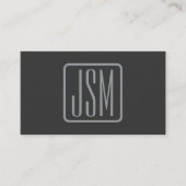 Moderne Monogram-Initialen | Donkergrijs Visitekaartje (Voorkant)