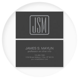 Moderne Monogram-Initialen Donkergrijs Visitekaartje