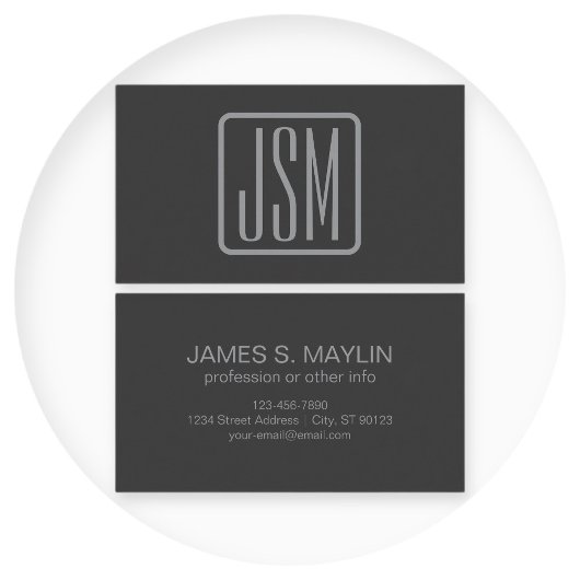 Moderne Monogram-Initialen | Donkergrijs Visitekaartje