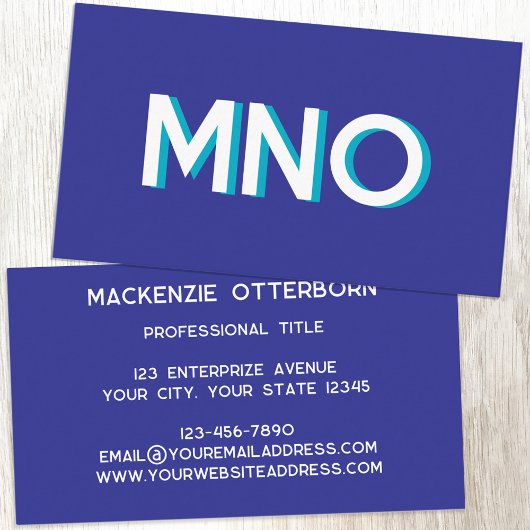 Moderne monogram Initialen Drop Shadow Visitekaartje