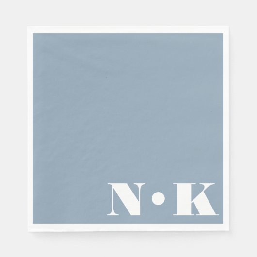 Moderne monogram Initialen Dusty Blue Custom Weddi Servet (Voorkant)