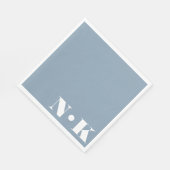 Moderne monogram Initialen Dusty Blue Custom Weddi Servet (Hoek)