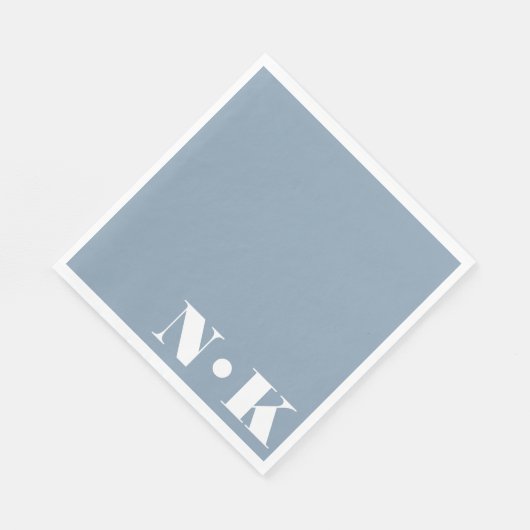 Moderne monogram Initialen Dusty Blue Custom Weddi Servet (Hoek)