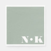Moderne monogram Initialen Dusty Sage Custom Weddi Servet (Voorkant)