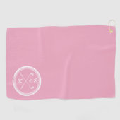 Moderne monogram Initialen Feminine Pink Golfhanddoek (Horizontaal)