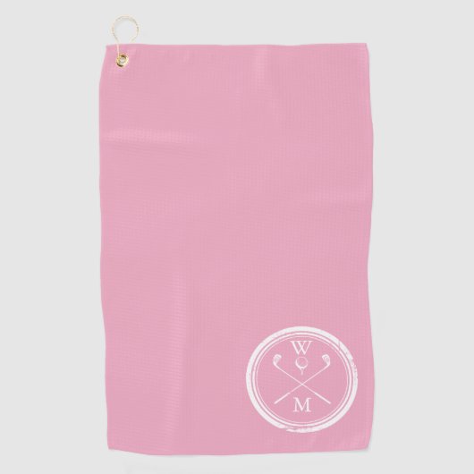 Moderne monogram Initialen Feminine Pink Golfhanddoek (Voorkant)