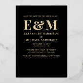 Moderne Monogram Initialen Foto Save The Date Gold Folie Uitnodiging (Achterkant)