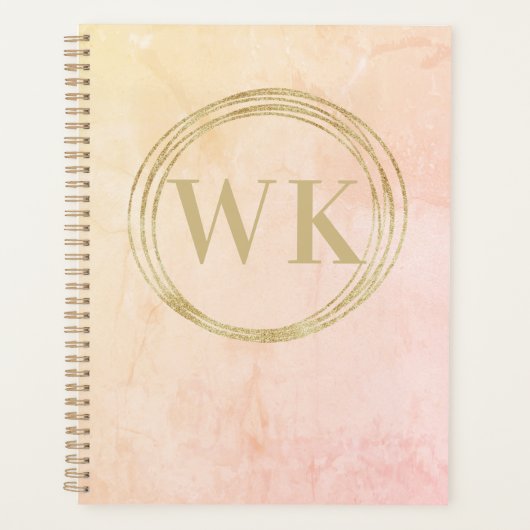 Moderne monogram Initialen Gold Circles Planner (Voorkant)