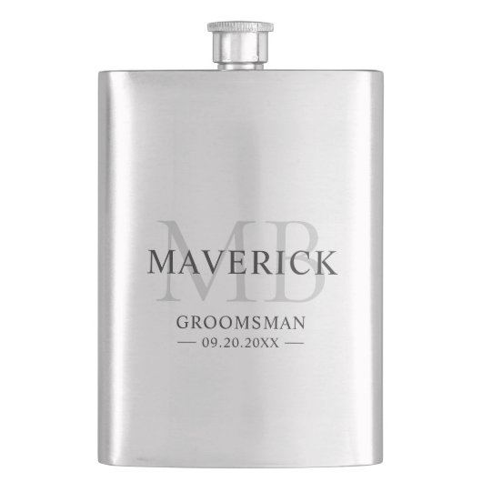 Moderne monogram Initialen Groomsmen Wedding Gift Flacon (Voorkant)