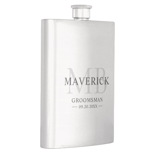 Moderne monogram Initialen Groomsmen Wedding Gift Flacon (Rechts)