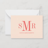 Moderne monogram-initialen met drie letters naam notitiekaartje (Voorkant)