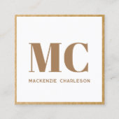 Moderne Monogram Initialen Naam Goud Ingelijst Vierkante Visitekaartje (Voorkant)