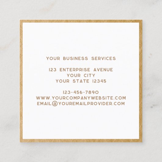 Moderne Monogram Initialen Naam Goud Ingelijst Vierkante Visitekaartje (Achterkant)