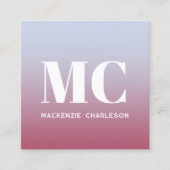 Moderne Monogram Initialen Naam Roze Blauwe Gradië Vierkante Visitekaartje (Voorkant)