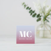 Moderne Monogram Initialen Naam Roze Blauwe Gradië Vierkante Visitekaartje (Staand voorkant)