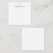 Moderne monogram Initialen Paars Manuscript minima Notitiekaartje (Voorkant / Achterkant)